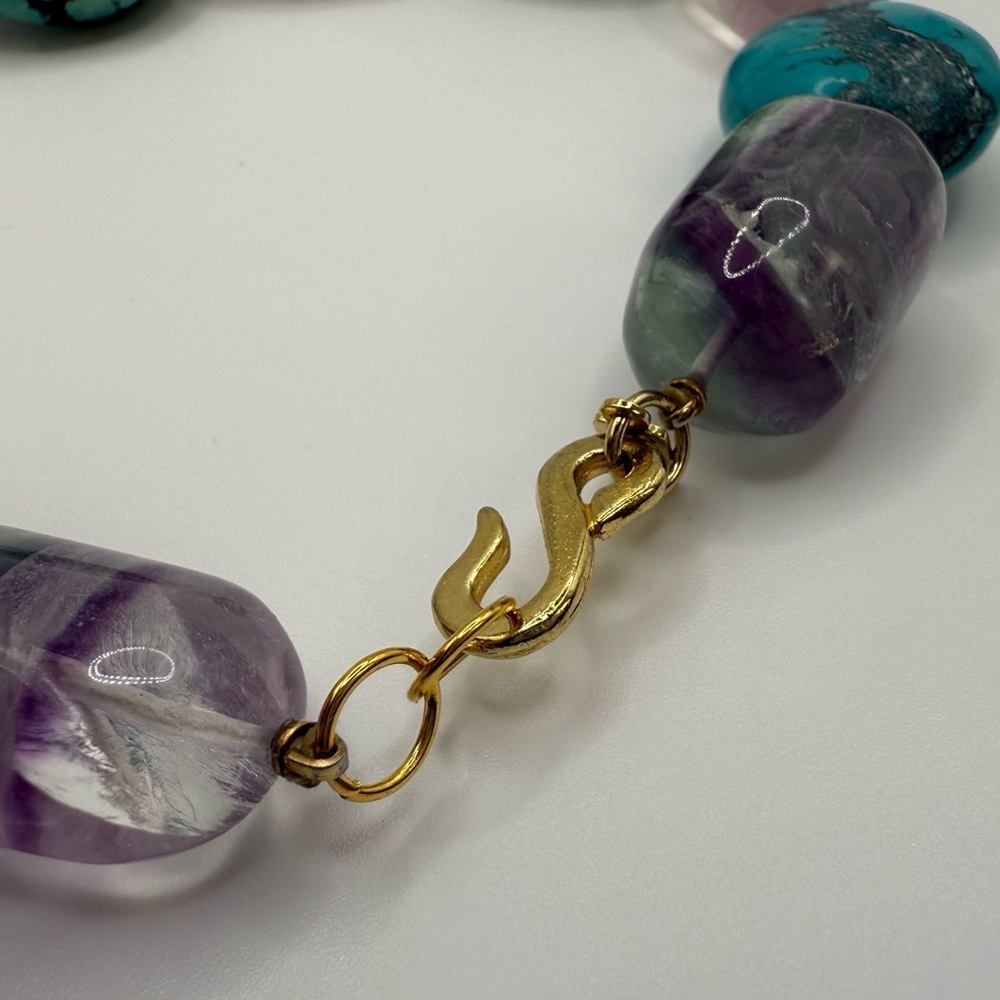Vintage Kenneth Lane turquoise necklace- amethyst/ fluorite - Picture 7 of 17